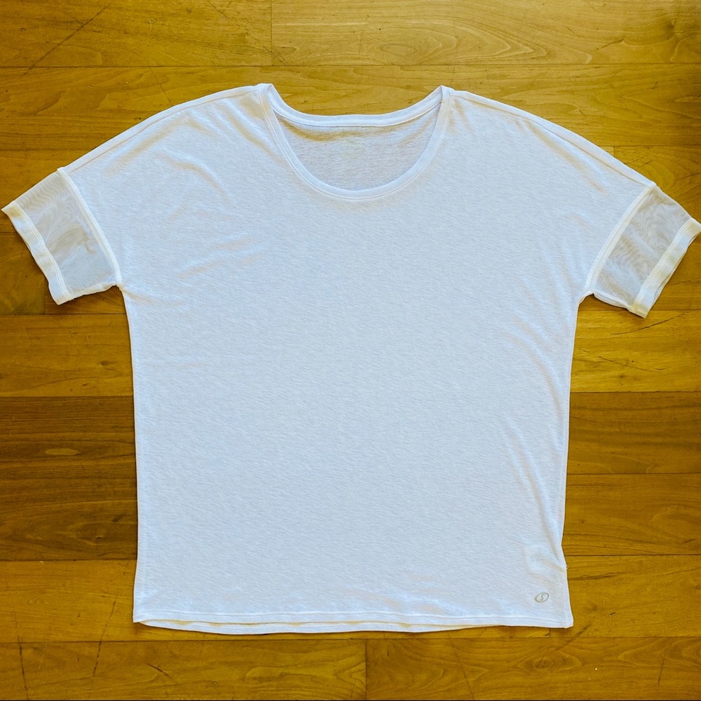 Spalding White Crepe T-Shirt with Mesh Sleeves